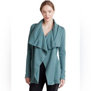 Anthro Saturday Sunday Teal Shawl Cardigan M Cozycore Layering Knit